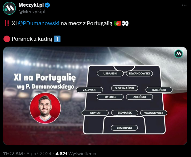 SKŁAD Piotra Dumanowskiego na mecz z Portugalią!